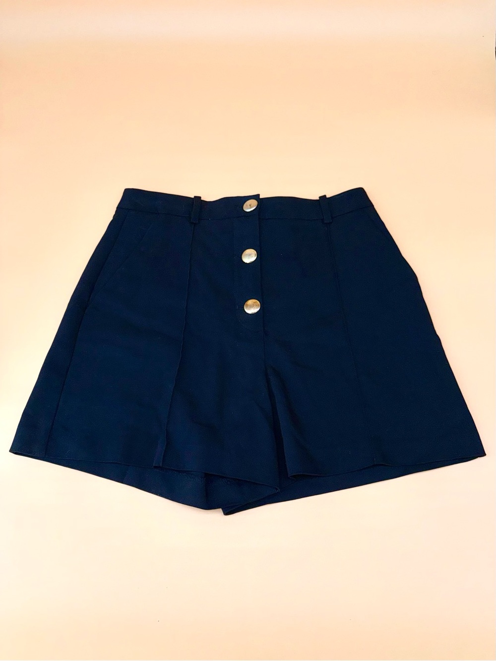 Zara High-Waist Black Button-Front Tailored Women’s Shorts